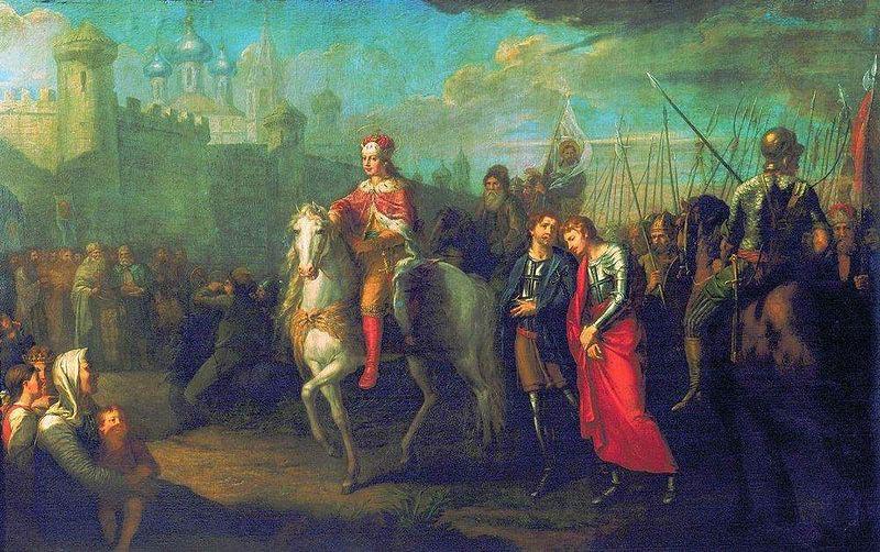 Grigoriy Ugryumov Alexander Nevsky in Pskov, after they victory over the Germans Sweden oil painting art